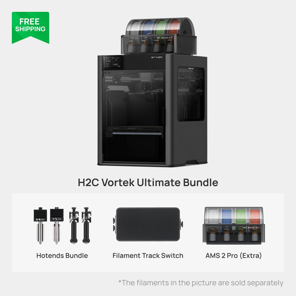 Bambu Lab H2C Vortek Ultimate Bundle 3D Printer