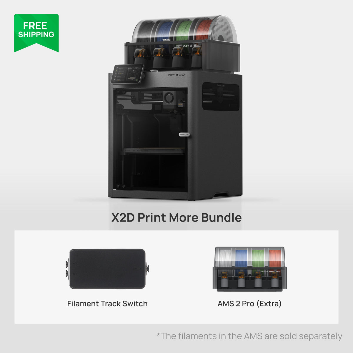 Bambu Lab X2D Print More Bundle 3D Printer Black
